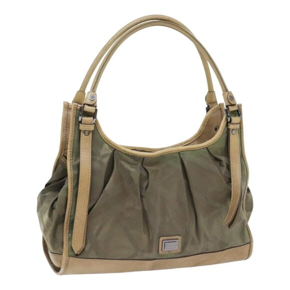 BURBERRY Nova Check Shoulder Bag Nylon Silver Khaki - Picture 1 of 16